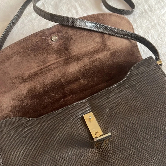 Vintage 1980’s Jay Herbert New York Accordion Style Brown Snakeskin Handbag - Picture 4 of 13